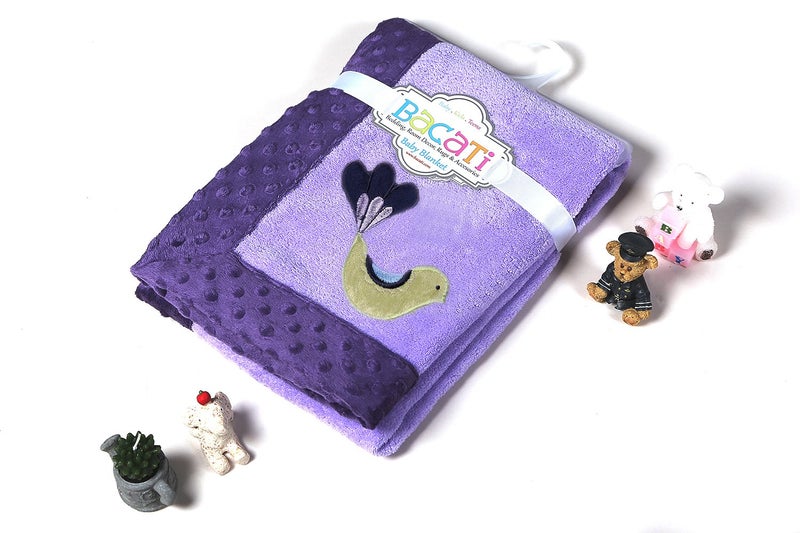 Bacati - Botanical Sanctuary Purple Multicolor Plush Blanket - Image 5