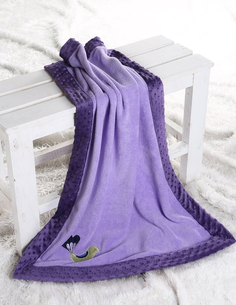 Bacati - Botanical Sanctuary Purple Multicolor Plush Blanket - Image 4