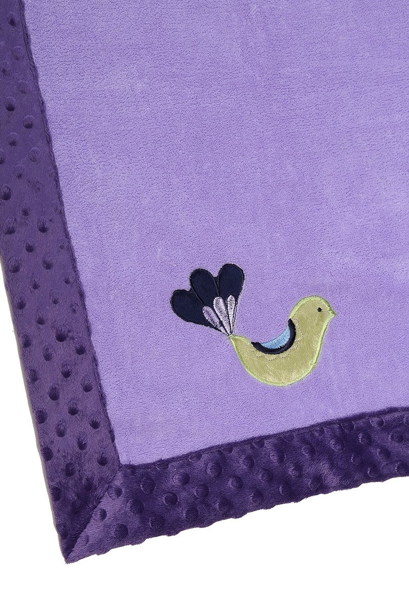 Bacati - Botanical Sanctuary Purple Multicolor Plush Blanket - Image 3