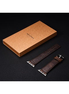 For Apple Watch Apple Watch Strap IWatch Crazy Horse Pattern Genuine Leather With Wooden Box Packaging-Color:Square Tail 42mm (series 3)/44mm/45mm/46mm/49mm Dark Brown