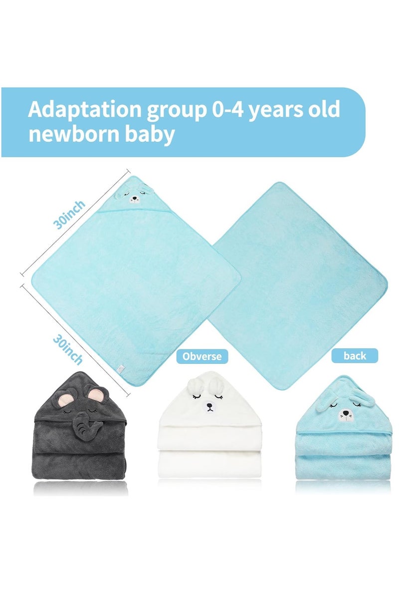3 قطع من مناشف الأطفال المزودة بغطاء للرأس، مناشف قطنية فائقة النعومة للأطفال الرضع، مستلزمات الاستحمام للأطفال حديثي الولادة مزودة بغطاء للرأس، ماصة، لطيفة على البشرة الحساسة، تصميمات حيوانات لطيفة، مثالية للاستحمام - Image 2
