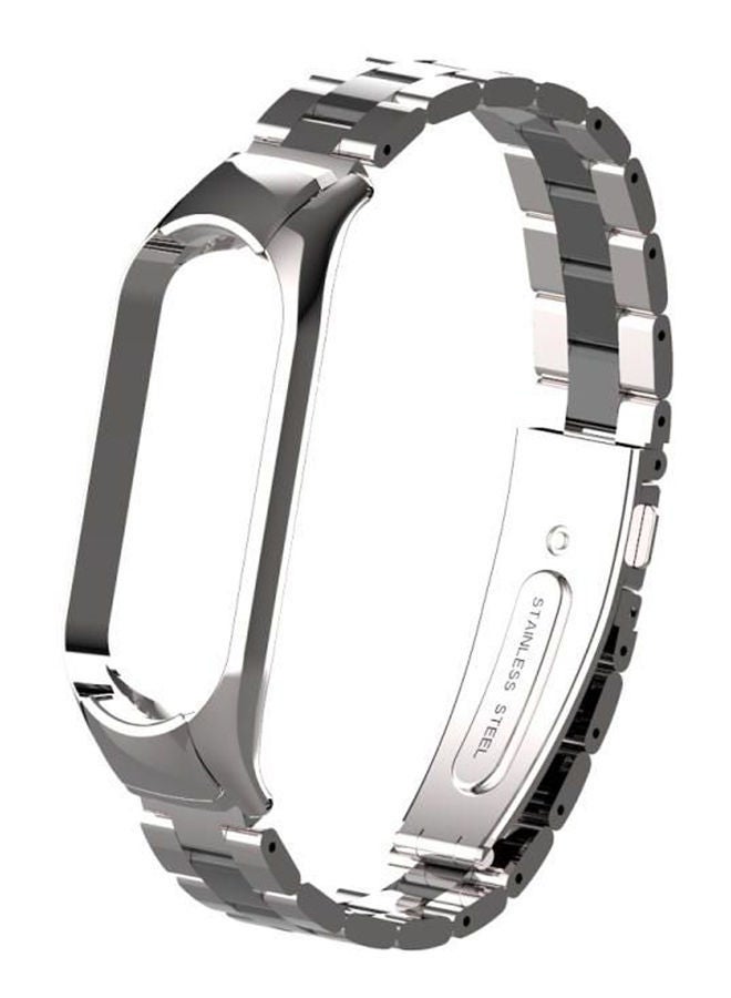 NIBEMINENT Xiaomi Mi Band 5 Double Spring Solid Three Stainless Steel Strap Black  - Image 1