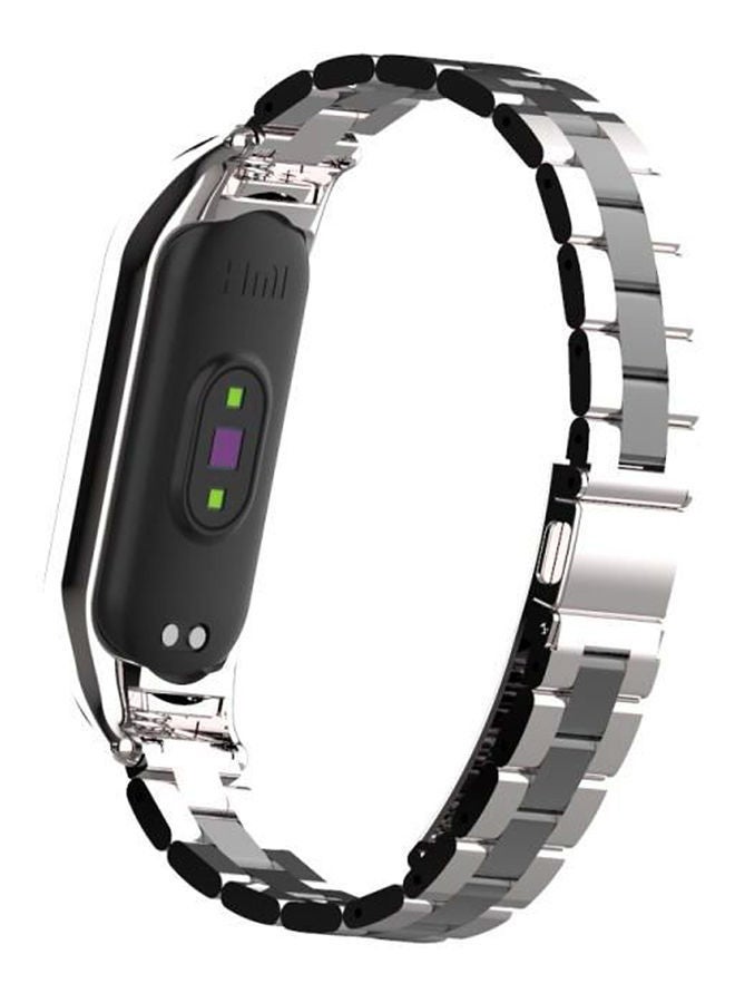 NIBEMINENT Xiaomi Mi Band 5 Double Spring Solid Three Stainless Steel Strap Black  - Image 2