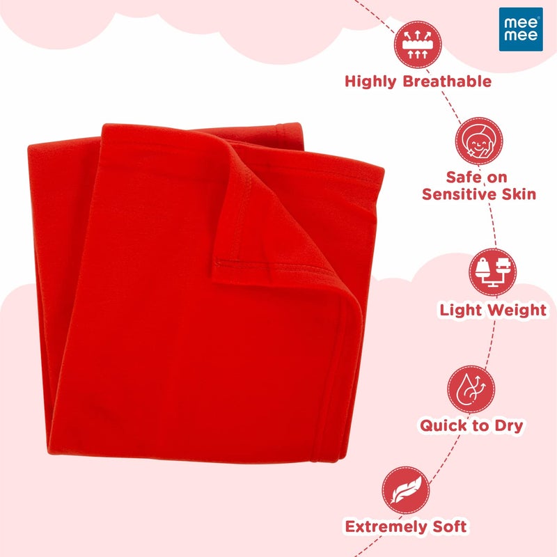 Mee Mee Ultra Soft Plush, Lightweight & Super Comfortable Baby Blankets, Swaddle for Infant & Toddler (Red) - Image 2