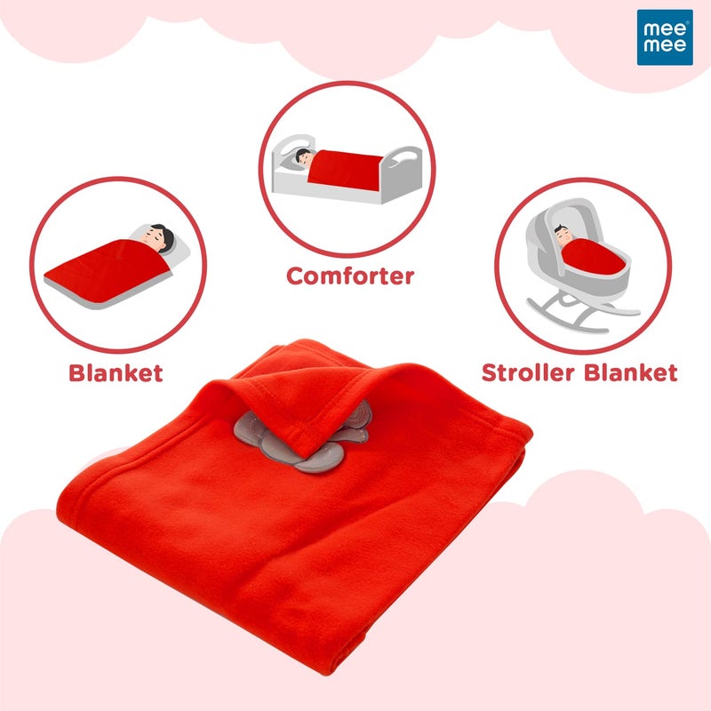 Mee Mee Ultra Soft Plush, Lightweight & Super Comfortable Baby Blankets, Swaddle for Infant & Toddler (Red) - Image 3