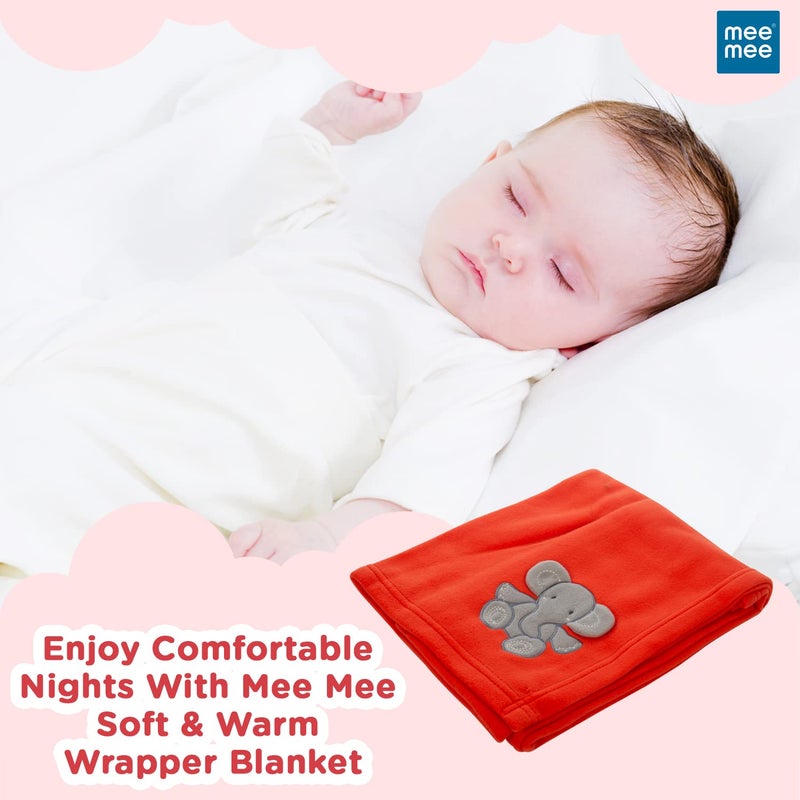 Mee Mee Ultra Soft Plush, Lightweight & Super Comfortable Baby Blankets, Swaddle for Infant & Toddler (Red) - Image 4
