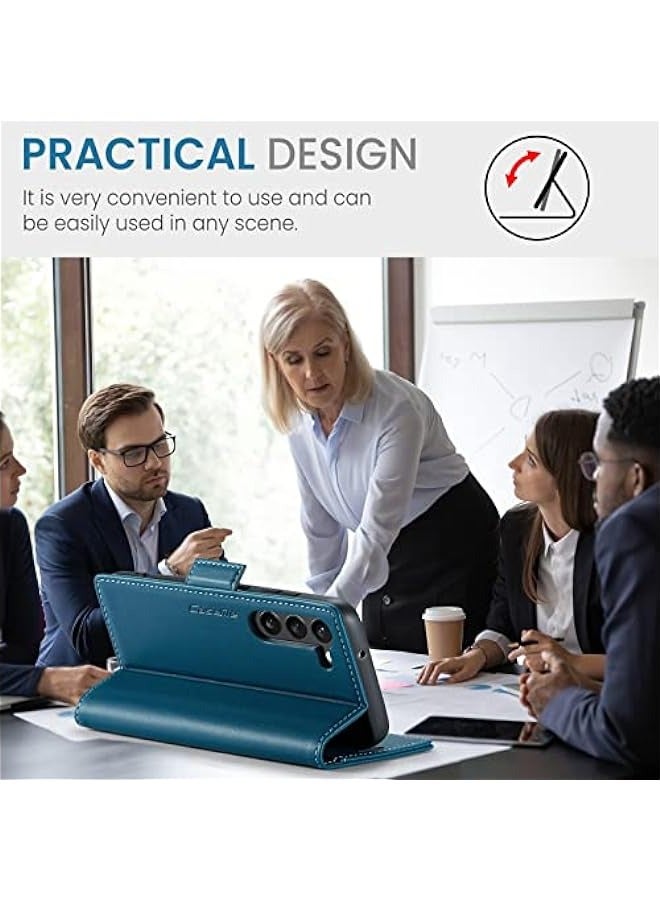 Samsung Galaxy S24 Wallet Case - Premium PU Leather Flip Folio Case with RFID Blocking, Credit Card Slots, Kickstand, and Shockproof Protection - Blue - Image 4