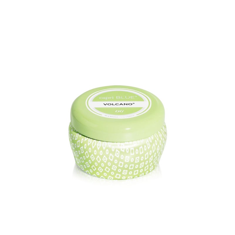 Capri Blue Volcano Scented Mini Tin Jar Candle - Printed Mini Tin Candles for Home Scented with Tropical Fruit & Sugared Citrus - Long Lasting Soy Wax Blend (Iced Matcha Green, 3 oz) - Image 1