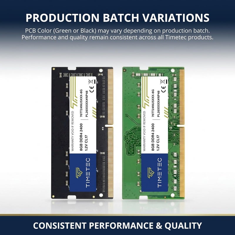 Laptop RAM for Notebook, Mini PC, All-in-One: DDR4 2400MHz 260-pin 1.2V CL17 Non-ECC Unbuffered SODIMM, Premium black PCB - Image 2