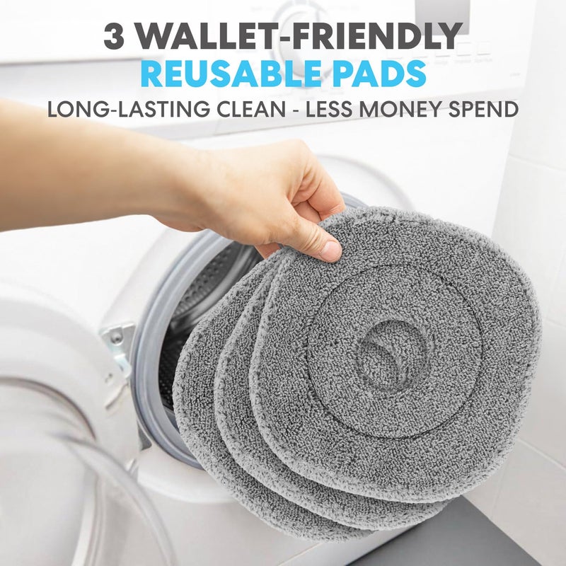 Simpli-Magic 360Â° Square Spin Mop and Bucket System â€“ Dual Compartment, Separate Clean & Dirty Water â€“ 3 High-Absorbent Microfiber Washable Heads â€“ All Types Floor Cleaning - Image 5