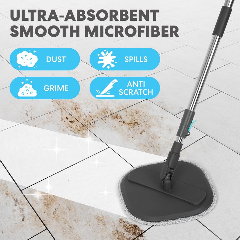 Simpli-Magic 360Â° Square Spin Mop and Bucket System â€“ Dual Compartment, Separate Clean & Dirty Water â€“ 3 High-Absorbent Microfiber Washable Heads â€“ All Types Floor Cleaning - Image 3