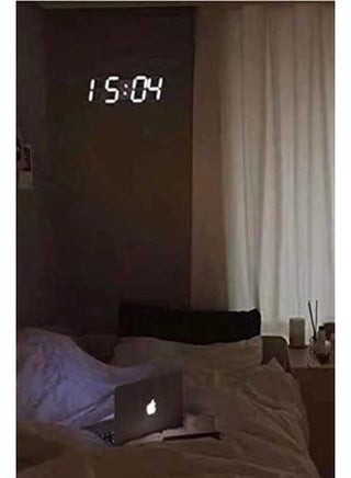 3D Wall Mounted Digital Alarm Clock White Digital Clock, Automatic Brightness Adjustable, 12/24-hour Time/Date Temperature Display, Modern Home Decoration Electric Night Light Alarm Clock - view 5