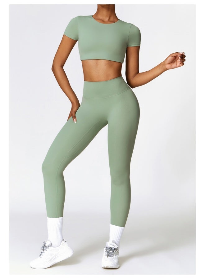 KAWN.YOGA KAWN YOGA Womens Crop Top Shirt Short Sleeves - Padded Low Impact Workout Yoga Shirt with Removable Built in Bra  - Image 1