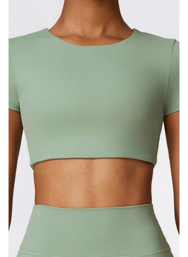 KAWN.YOGA Womens Crop Top Shirt Short Sleeves - Padded Low Impact Workout Yoga Shirt with Removable Built in Bra