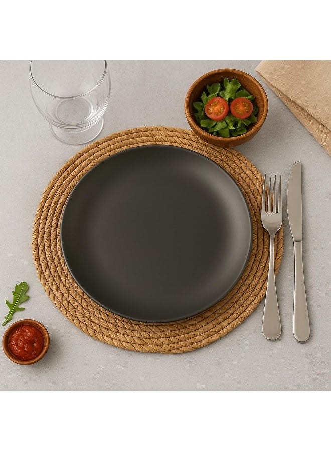 BS طقم أطباق جانبية من B&S ميترو رمادي غير لامع من الحجر الخزفي - 8 بوصة، أطباق سيراميك حديثة للحلويات والسلطات، مجموعة من 4 - Image 1