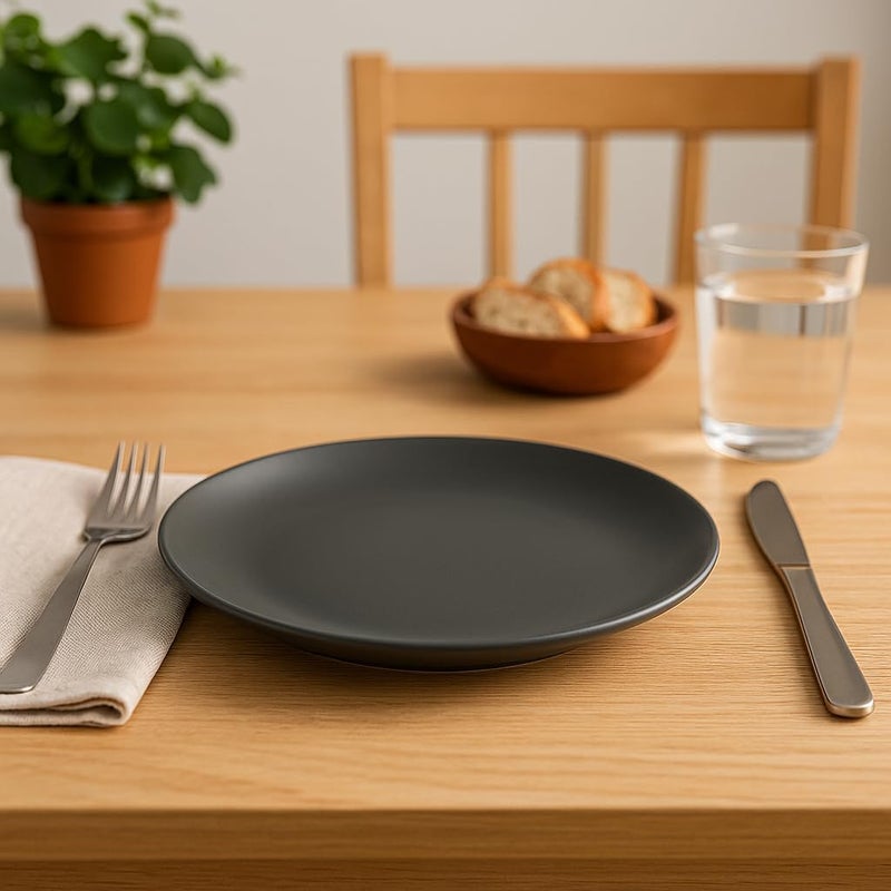 BS طقم أطباق جانبية من B&S ميترو رمادي غير لامع من الحجر الخزفي - 8 بوصة، أطباق سيراميك حديثة للحلويات والسلطات، مجموعة من 4 - Image 3