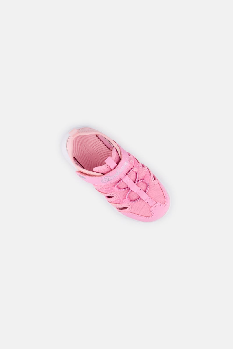 SKECHERS Kids Girl Flex Flash Epic Breeze Velcro Closure Outdoor Sandals, Pink  - Image 2
