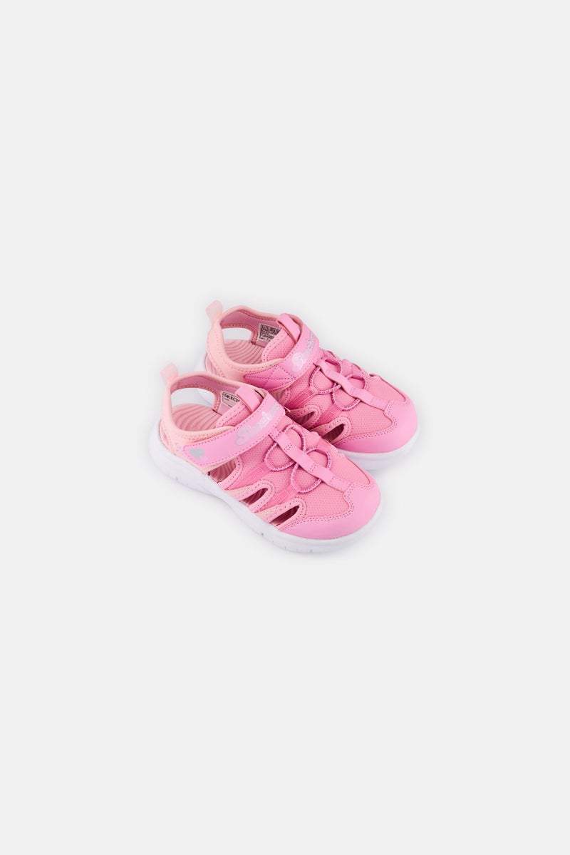 SKECHERS Kids Girl Flex Flash Epic Breeze Velcro Closure Outdoor Sandals, Pink  - Image 4