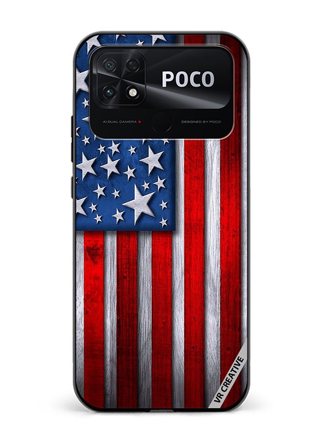 VR CREATIVE Protective Case Cover For Xiaomi Poco C40 Usa Flag Design Multicolour - Image 1