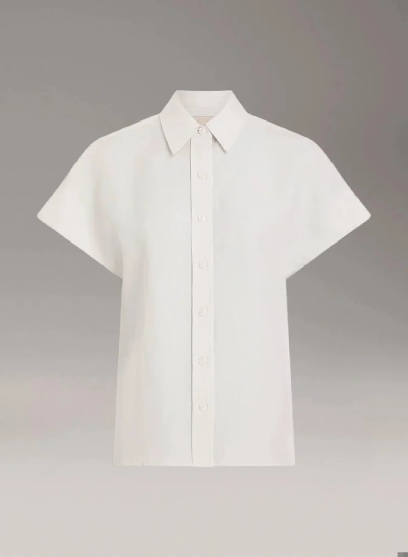 Calvin Klein Chalk Linen Blend Shirt for Women | Best Price UAE