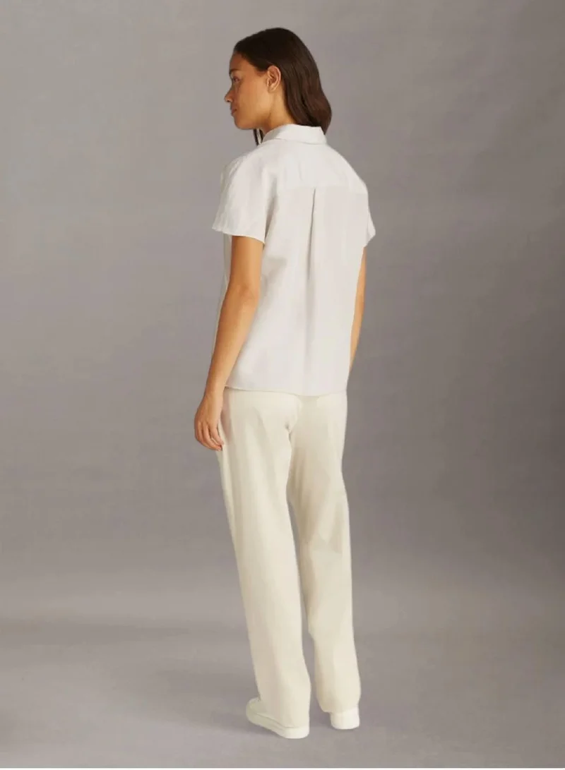 Calvin Klein Chalk Linen Blend Shirt for Women | Best Price UAE