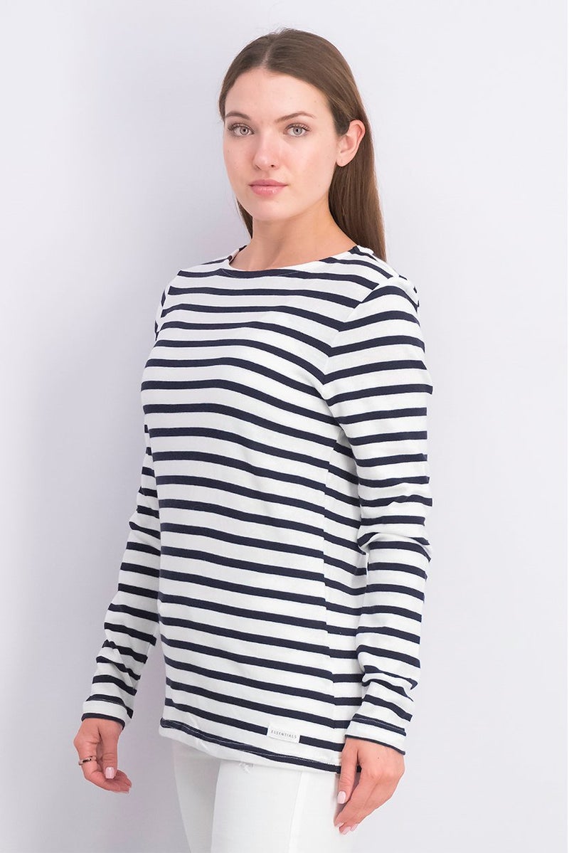 Tchibo سويت شيرت نسائي بأكمام طويلة وياقة دائرية، مخطط، أسود - Image 2