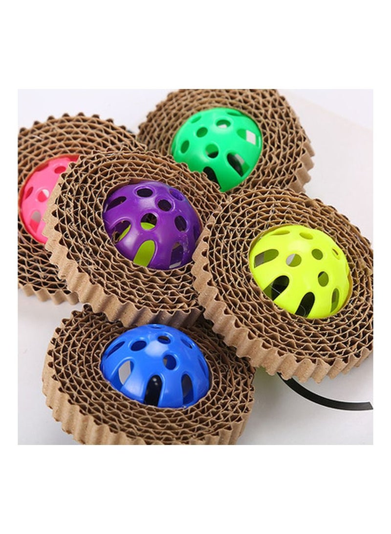 3 pieces Funny Pet Cat Scratcher Board Toy Corrugated Paper Cat Claw Board With Plastic Bell Ball (random Color) - Image 2