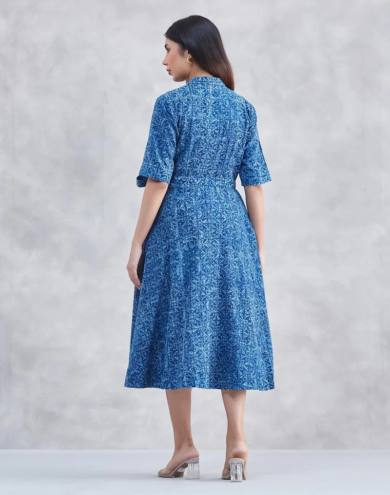 Fabindia  Indigo Cotton Dabu Midi Dress for Women | Best Price UAE