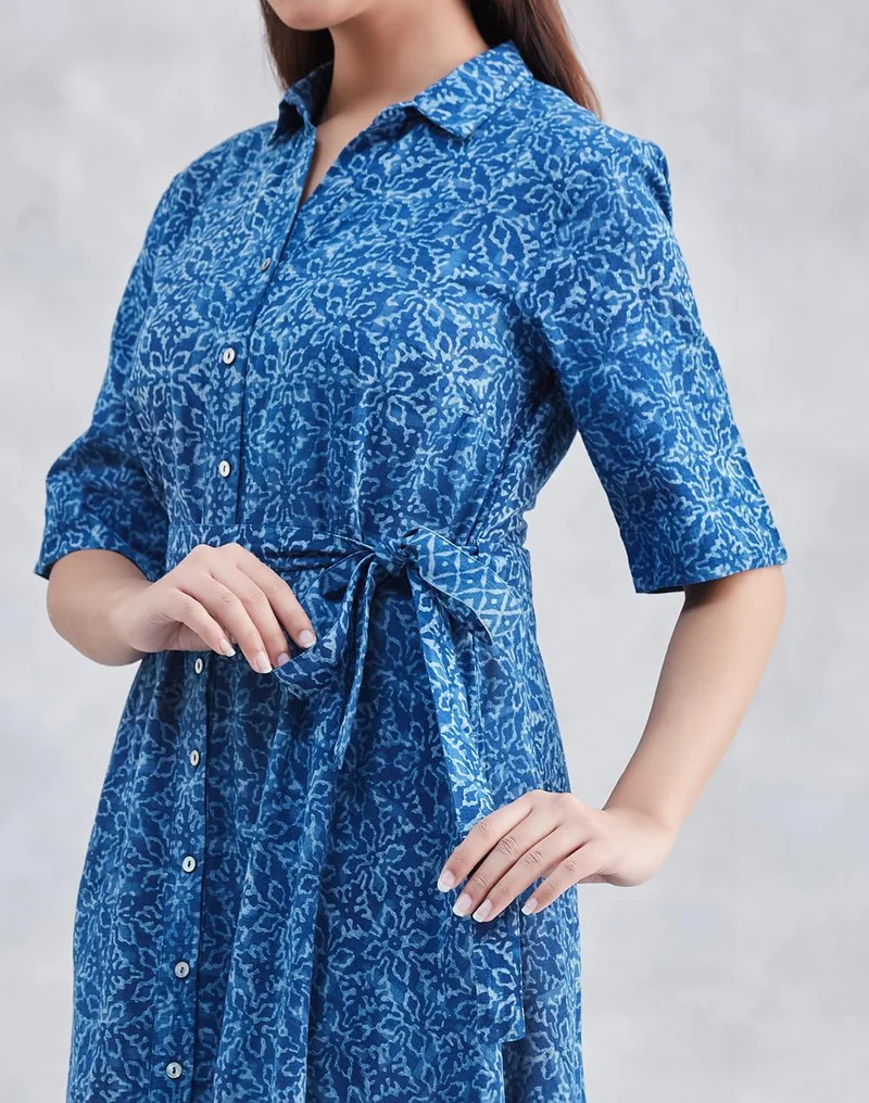 Fabindia  Indigo Cotton Dabu Midi Dress for Women | Best Price UAE