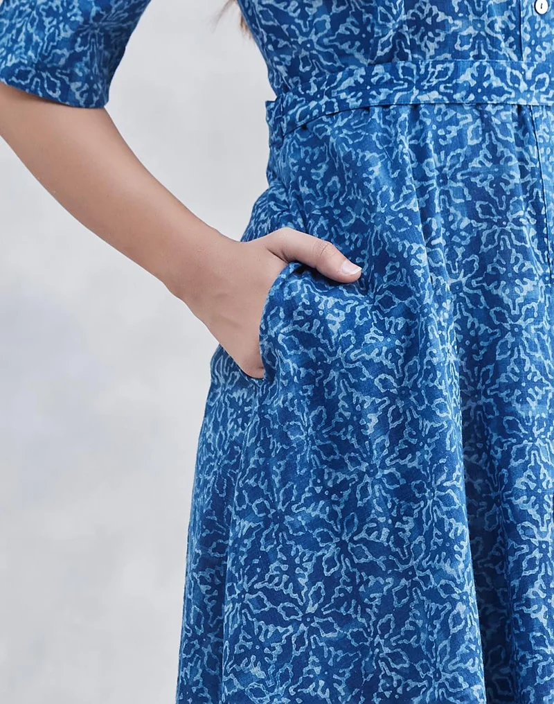 Fabindia  Indigo Cotton Dabu Midi Dress for Women | Best Price UAE