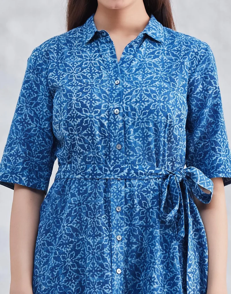 Fabindia  Indigo Cotton Dabu Midi Dress for Women | Best Price UAE