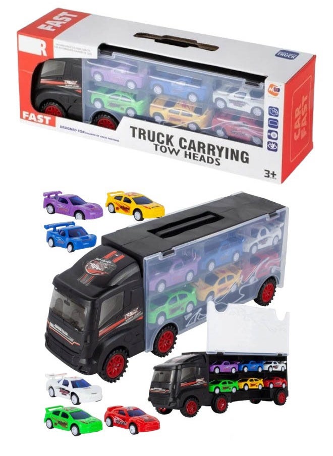 6-Piece Racer Vehicle With Container Truck Mini Pull Back Car Toy Set