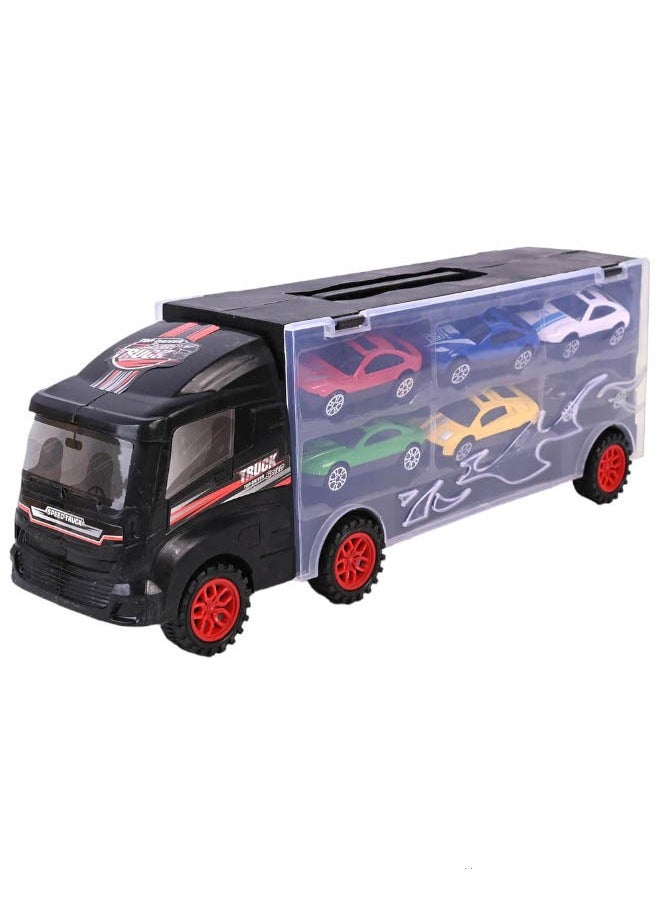 6-Piece Racer Vehicle With Container Truck Mini Pull Back Car Toy Set