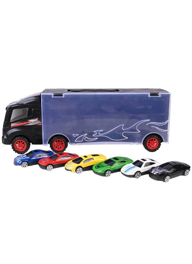 6-Piece Racer Vehicle With Container Truck Mini Pull Back Car Toy Set