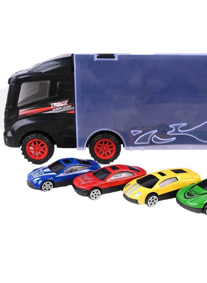 6-Piece Racer Vehicle With Container Truck Mini Pull Back Car Toy Set