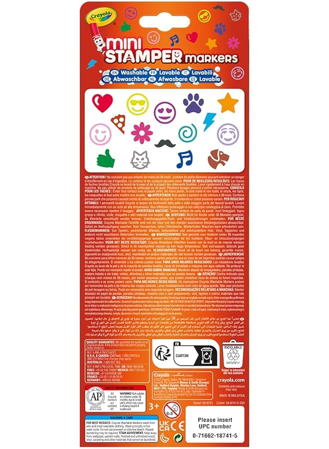 كرايولا مجموعة من أقلام التحديد الصغيرة ذات الرأس المشعر مع طوابع قابلة للغسل × 16 قطعة - Image 3