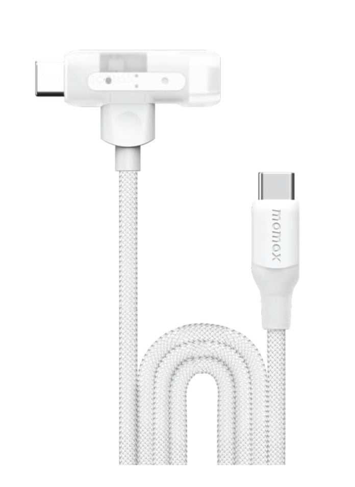Momax 1-Link Flow Duo 2-IN-1 USB-C to USB-C + Lightning Braided Cable 1.5m -  MFi Certified, Fast Charging, Heavy Duty 35,000 Bends, for iPhone 15/14/13/12 Pro Max/Pro/Plus, Samsung S24/S23 - White  - Image 3