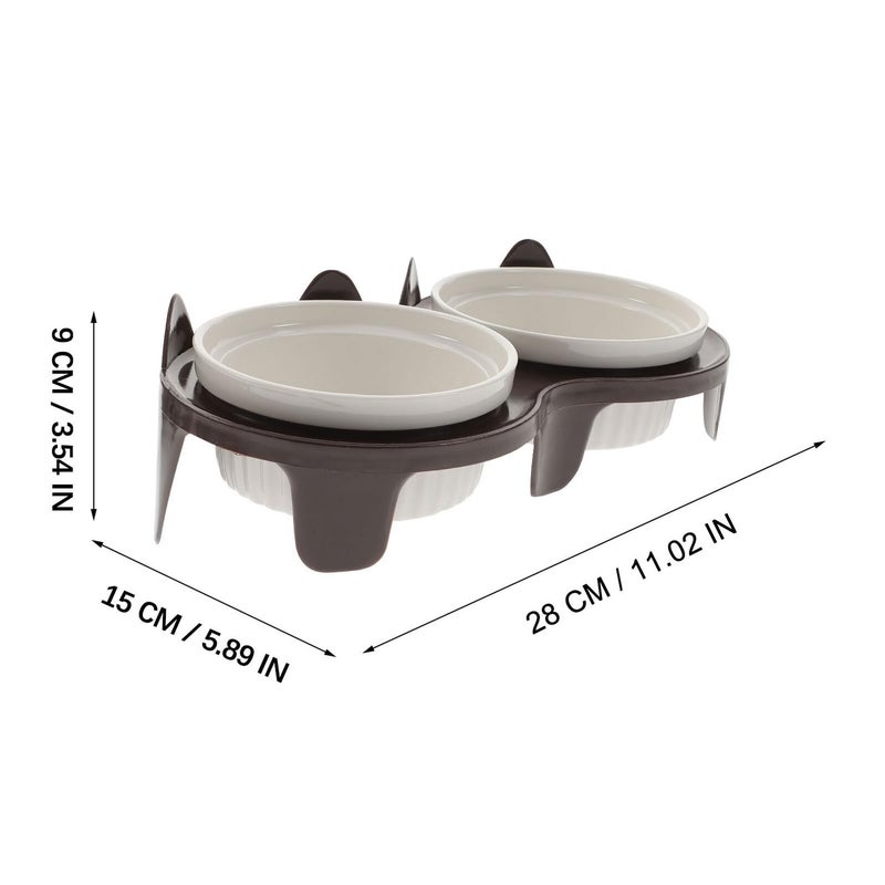 Elevated Ceramic Cat Bowl Set with Slant Design and Neck Protection Feeding Rack - Image 3