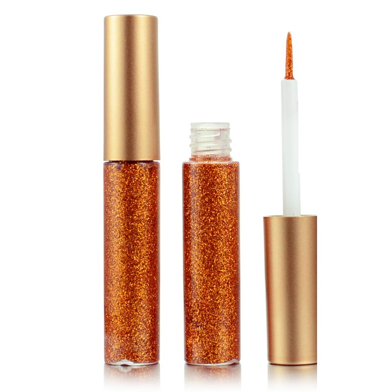 DekRion Glitter-Eyeliner,Orange Giltter-Eyeliner, Long-lasting Waterproof Eye-Glitter Makeup, Silver, Gold, Purple Green High-pigmented Colorful Eye Liner Liquid - Image 1