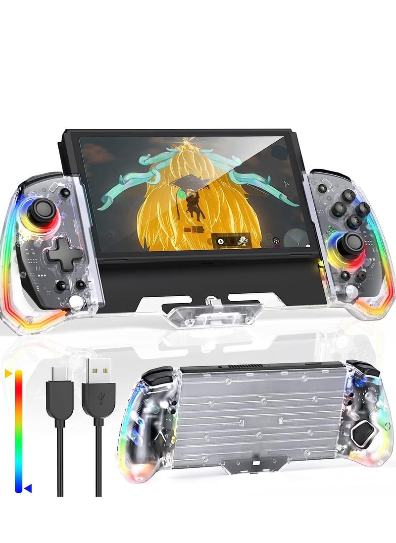 KASTWAVE Switch Controller for Nintendo Switch/OLED, One-Piece Switch Pro Controllers Replacement for Joycon, Handheld Switch Grip Remote with 8 RGB Colors, Adjustable TURBO, Dual Motor Vibration, Back Button  - Image 1