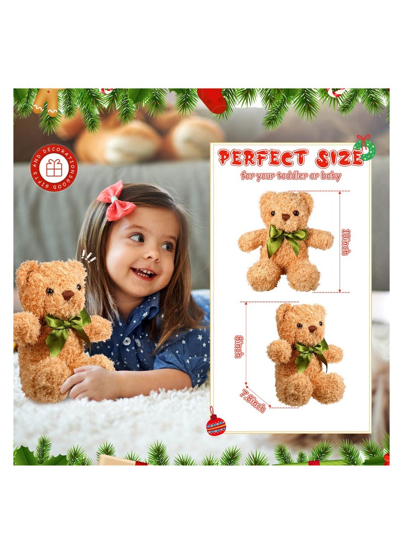 9 Pcs Adroable Plush Bear Stuffed Animals for Kids Birthday Baby Shower Gift Light Brown White 10 Inch Soft Toys - Image 3