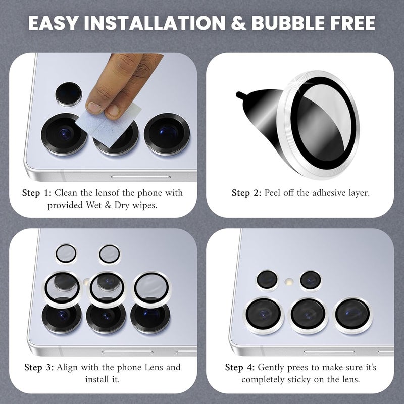 FIRST MART Camera Lens Protector for Samsung Galaxy S25 Ultra (6.8 Inches) Tough HD Individual Aluminum Alloy Lens Rings Cover, Scratch Resistant, Thin Lens Protection| Silver, 1 Pack - Image 2