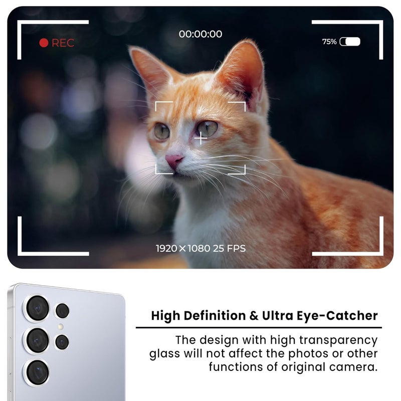 FIRST MART Camera Lens Protector for Samsung Galaxy S25 Ultra (6.8 Inches) Tough HD Individual Aluminum Alloy Lens Rings Cover, Scratch Resistant, Thin Lens Protection| Silver, 1 Pack - Image 4