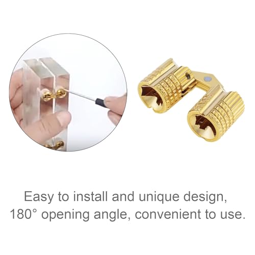 Xfopz 4 Pcs 8mm Hidden Brass Barrel Hinges, 180 Degree Opening Angle Concealed Furniture Hinges for DIY Jewelry Box Hand Craft - Image 4