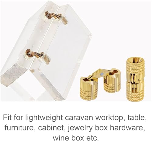 Xfopz 4 Pcs 8mm Hidden Brass Barrel Hinges, 180 Degree Opening Angle Concealed Furniture Hinges for DIY Jewelry Box Hand Craft - Image 5