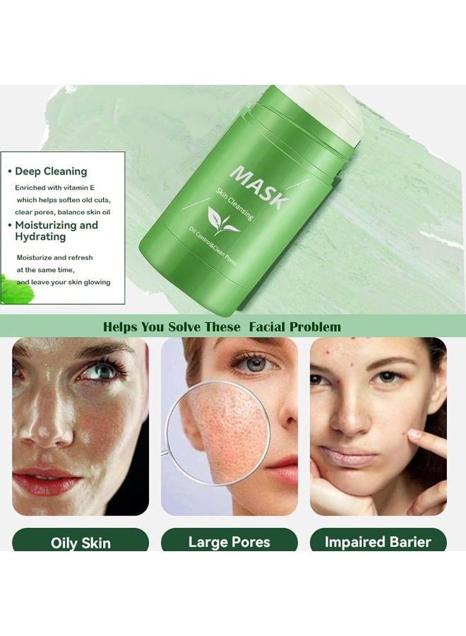 FAECEYER Green Tea Clay Mask for Face, 2 Pack Green Tea Deep Cleanse Mask Stick Blackhead Remover Green Clay Mask For Face Moisturizing, Purifying, Pore Cleansing, Skin Brightening Suitable for All Skin Types - Image 4