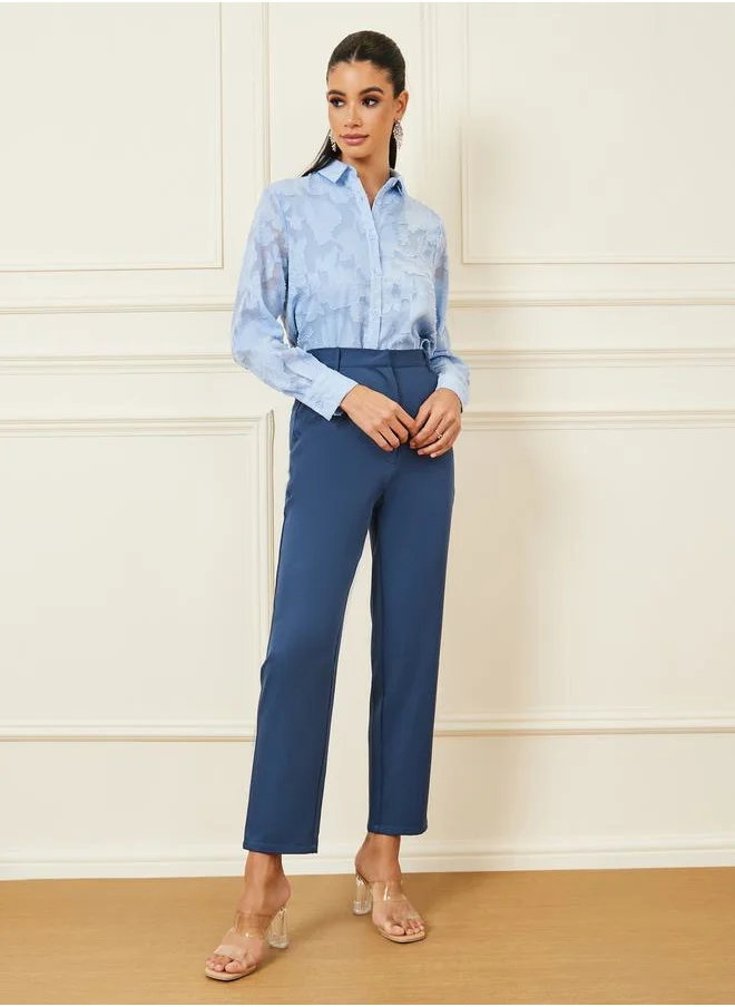 ستايلي Jacquard Oversized Shirt with Long Sleeves