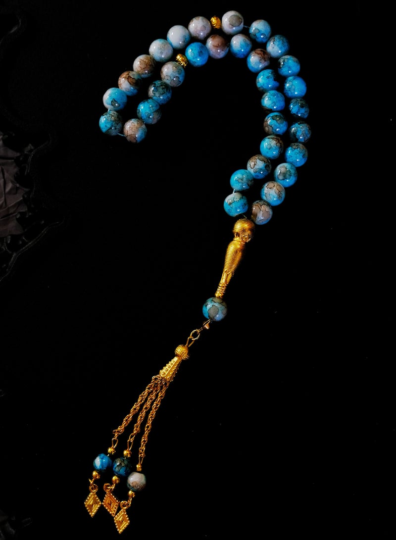 ALIENDL Deluxe Islamic Gift Set – Star & Moon Mecca Projection Pendant with 3 Blue-Purple Prayer Beads – Elegant Muslim Tasbih Box - Image 3