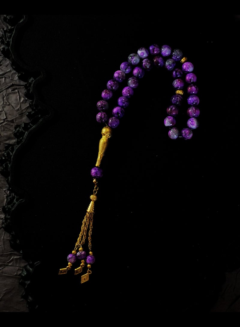 ALIENDL Deluxe Islamic Gift Set – Star & Moon Mecca Projection Pendant with 3 Blue-Purple Prayer Beads – Elegant Muslim Tasbih Box - Image 5