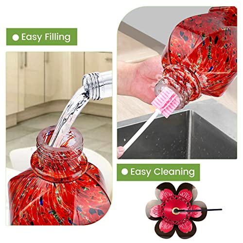 BOLITE Hummingbird Feeder, Hand Blown Glass Hummingbird Feeders for Outdoors Hanging, with Ant Moat and 5 Feeding Ports, 22 Ounces, Red, Birthday Gifts for Women Men, Gifts for Mom Dad - Image 5